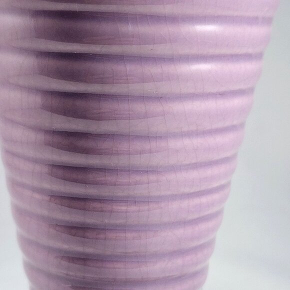 Vintage Trisa Stoneware Ice Cream Parfait Cup Pink Lavender Ribbed Retro MCM - Picture 2 of 6